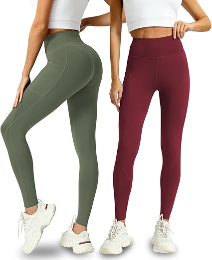 4 Pack Leggings with Pockets for Women