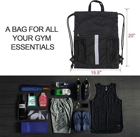 Drawstring Backpack Bag with Shoe Compartment