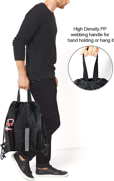 Drawstring Backpack Bag with Shoe Compartment