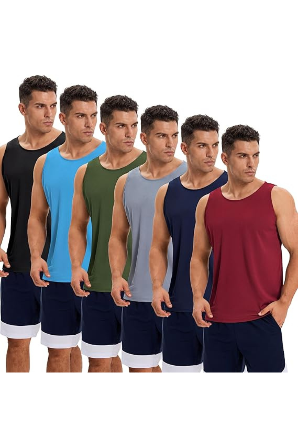 6 Pack Men's Quick Dry Workout Tank Tops