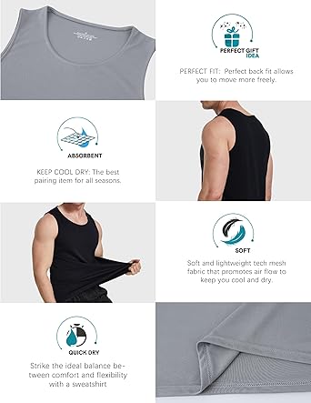 6 Pack Men's Quick Dry Workout Tank Tops