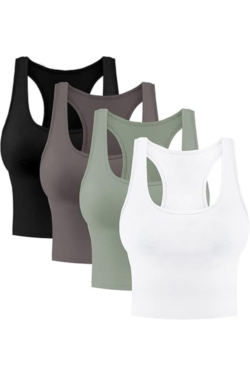 4 Pieces Women's Crop Tops Cotton Basic Tank Tops