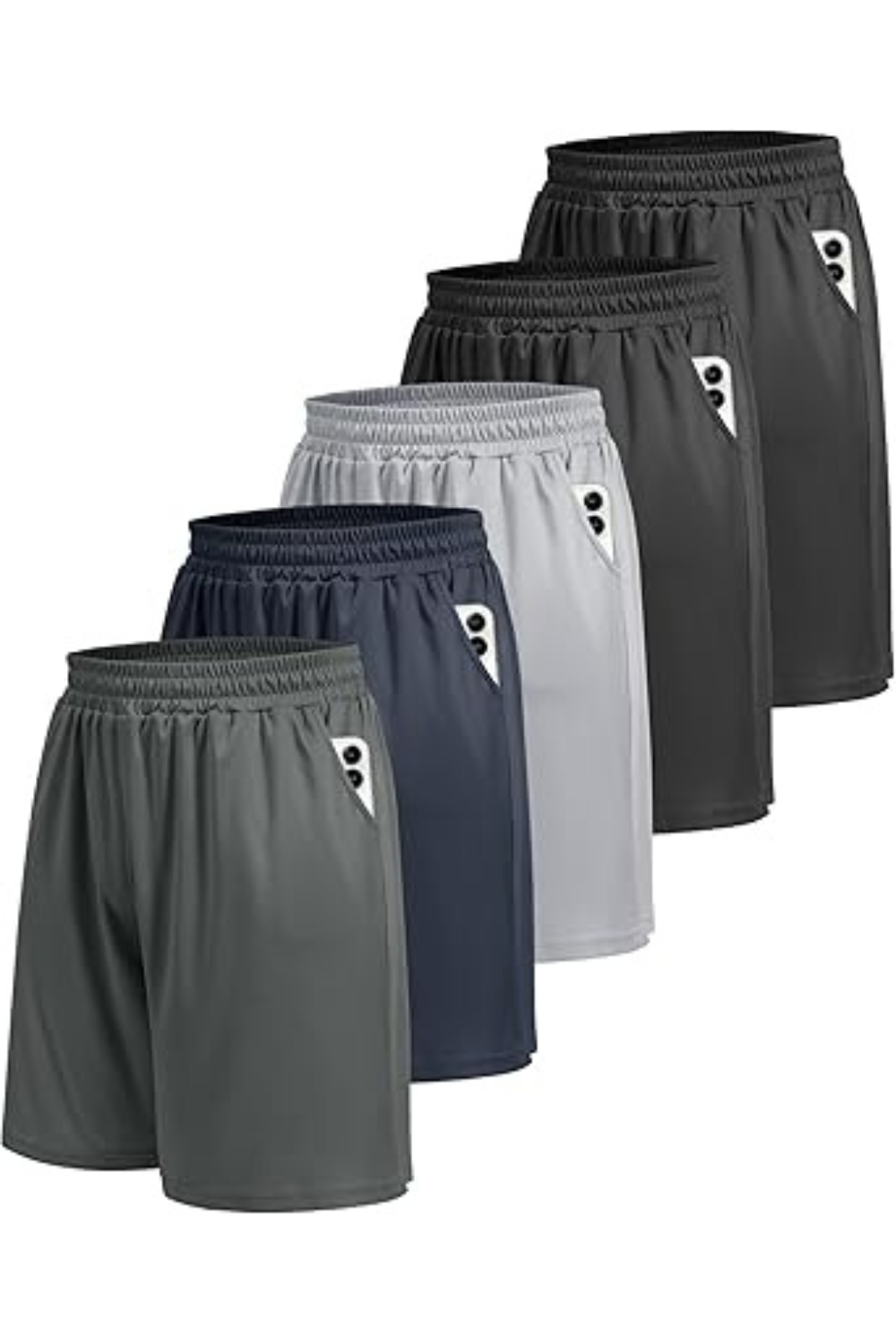5 Pack Athletic Gym Mens Shorts
