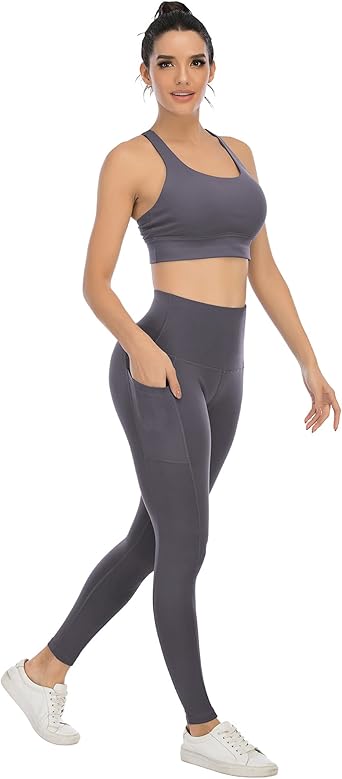 4 Pack Leggings with Pockets for Women,High Waist Tummy